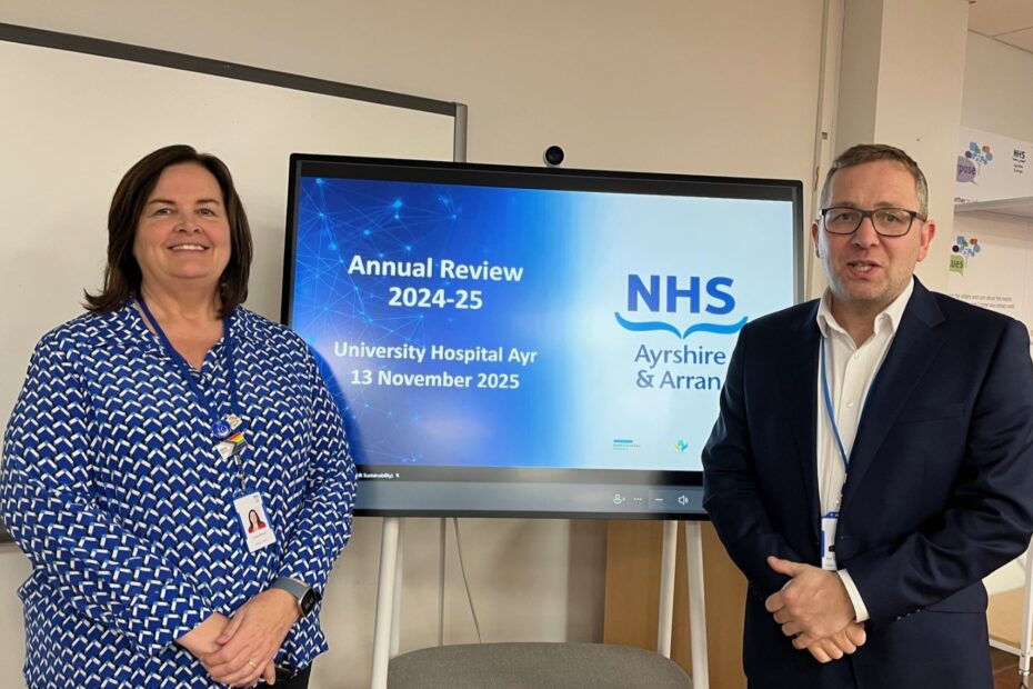 Lesley Bowie, Chair of Ayrshire and Arran NHS Board, and Professor Gordon James, Chief Executive