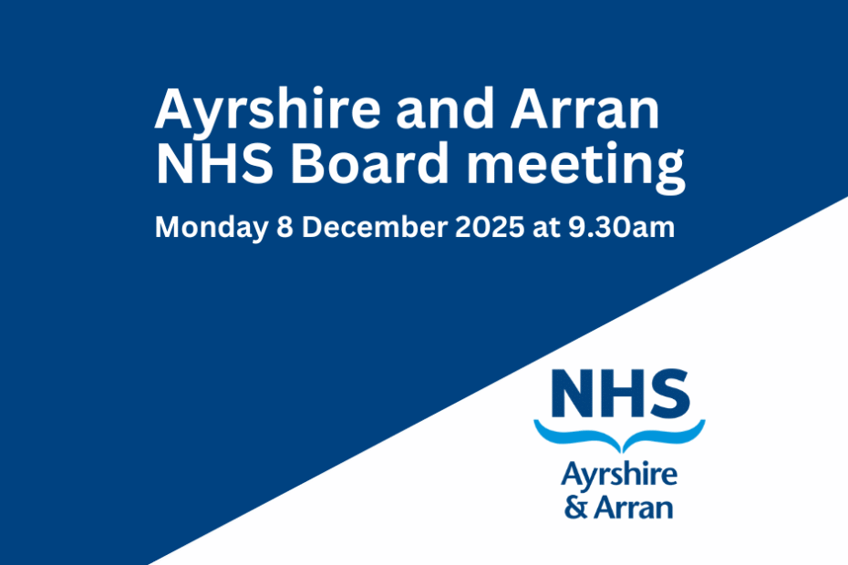 Our next Ayrshire and Arran NHS Board meeting is on Monday 8 December 2025 from 9.30am via Microsoft Teams. If you wish to observe the public Board meeting, please email aa-uhb.ceo@aapct.scot.nhs.uk before 3pm on Friday 5 December and we will send you a link.
