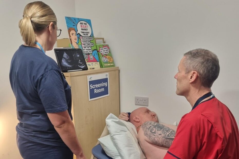 A patient being scanned within the Killie Community hub clinic by Cardiology staff