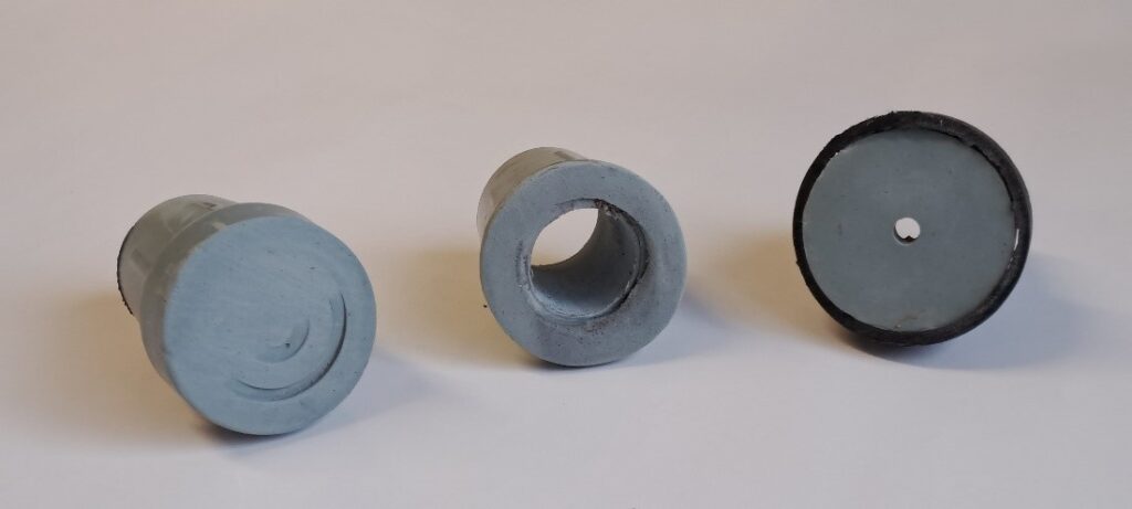 An example of worn ferrules, which are the rubber stoppers at the bottom of a walking aid.